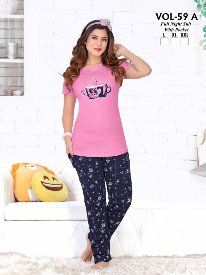 Fashion Talk New 59 A  Night Wear Heavy Shinker Hosiery Wholesale Cotton Night Suits Collection